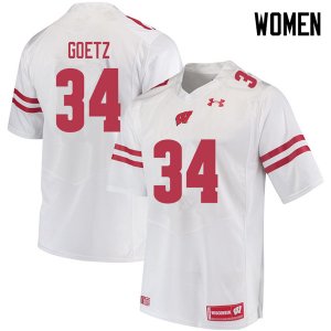 Women's Wisconsin Badgers NCAA #34 C.J. Goetz White Authentic Under Armour Stitched College Football Jersey PB31C85NZ